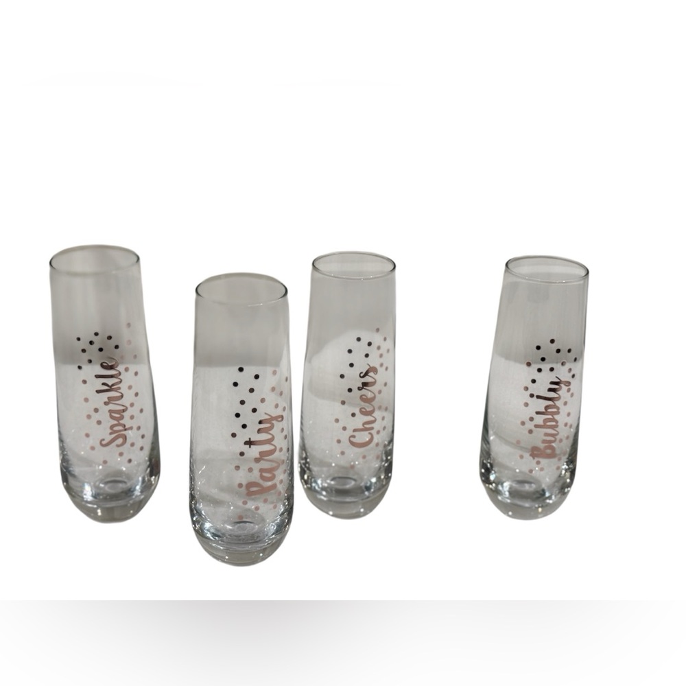 NEW Polka Dot Champagne Flutes ~ Set of 4 ~ Sparkle ~ Party ~ Cheers ~ Bubbly ~